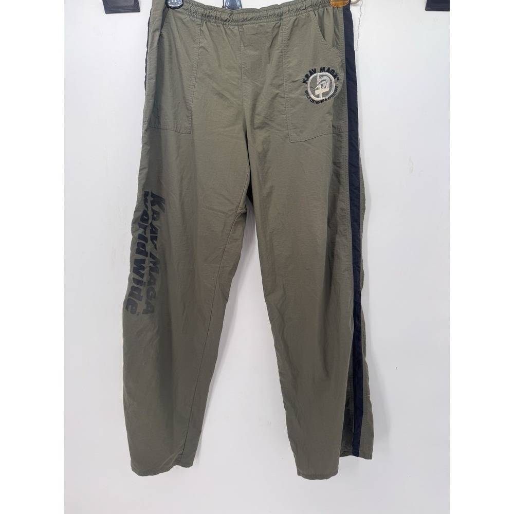 Krav Maga Pants Mens XL Olive Green Nylon Martial Arts Training Y2K Vintage 90s